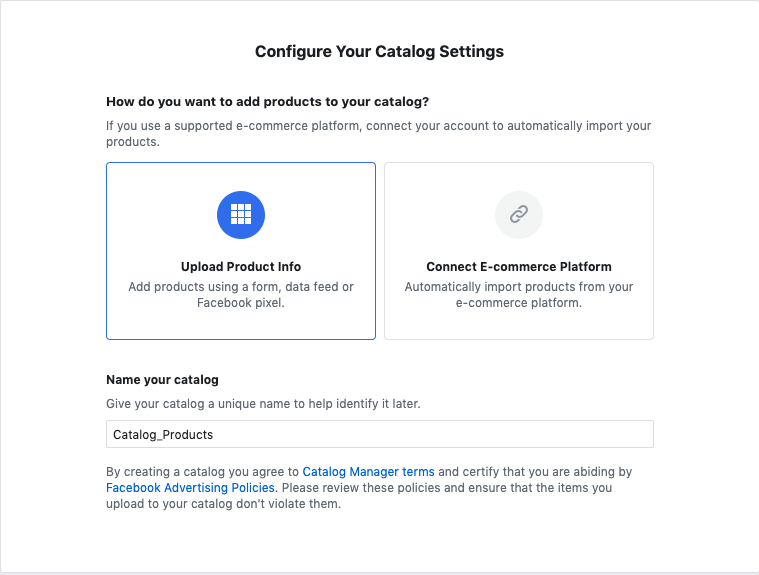 A screenshot of how to configure Shopping catalog settings.